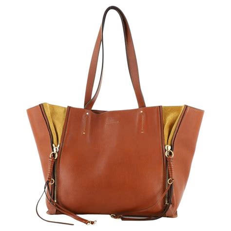 chloe milo|Chloe Milo Shopping Tote Leather Medium Neutral .